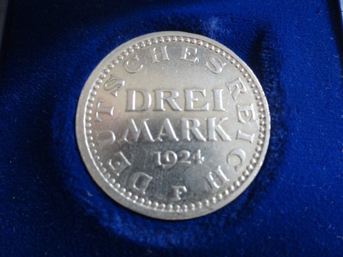 Drei mark 1924 silber - 1924, f