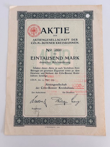 Historische aktie 1909 cöln - historische,