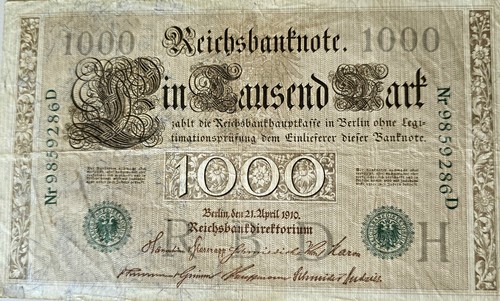 1000 reichsmark schein 1910 - 1000,