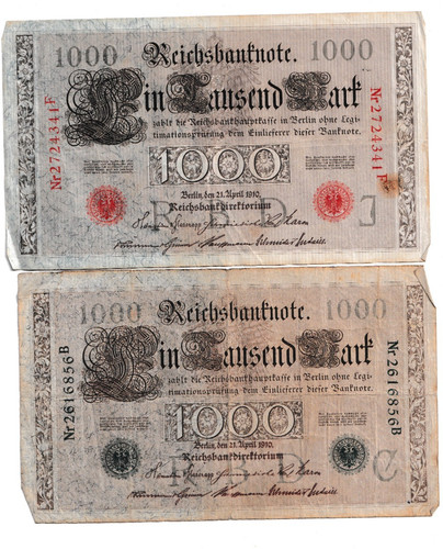 Reichsbanknoten 1000 mark - reichsbanknoten, 1910