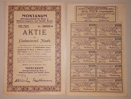 Aktie 1000 mark - 14., sept