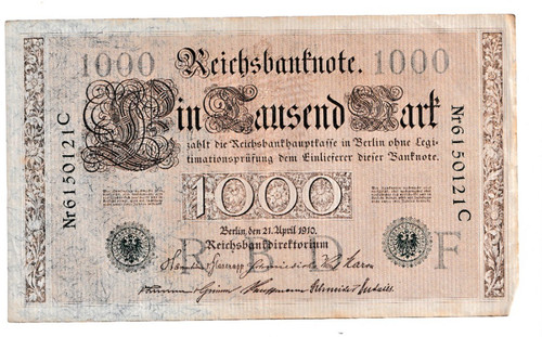 Reichsbanknote 1000 mark - reichsbanknote, 1910