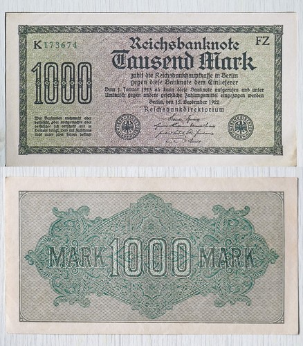 Reichsbanknote 1000 mark - reichsbanknote,
