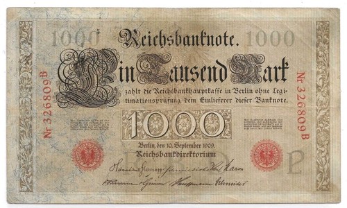 Reichsbanknote 1000 mark - reichsbanknote, 1909