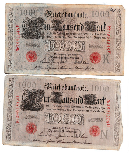 Reichsbanknoten 1000 mark 1910 - reichsbanknoten,
