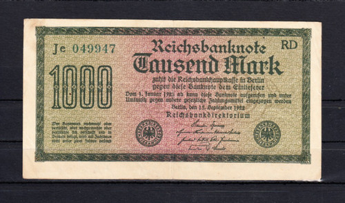1000 mark 1922 ro - mark, 15.9.1922