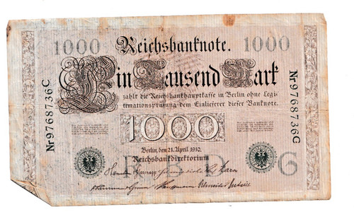 Reichsbanknote 1000 mark 1910 - 1000,