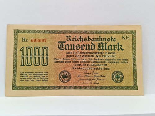 1000 mark 1922 reichsbanknote - 1000,