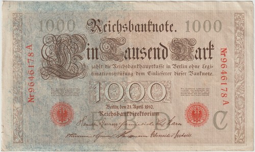 Deutsches reich banknote 1000 - deutsches,
