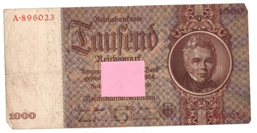 Banknote reichsbanknote - b:,