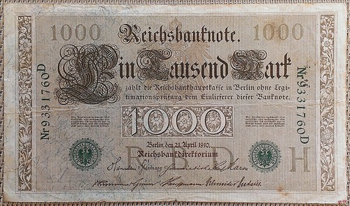 1000 mark reichsbanknote 1910 - reichsbanknote,