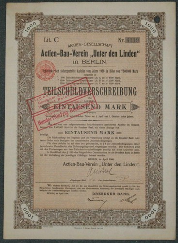 Lot actien bau verein - lot, x