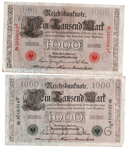 Reichsbanknoten 1000 mark - mark, 1910