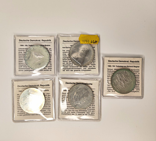 Ddr mark gedenkmünzen - mark, 5er