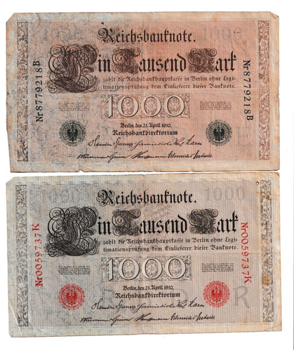 Reichsbanknoten 1000 mark - mark, 1910